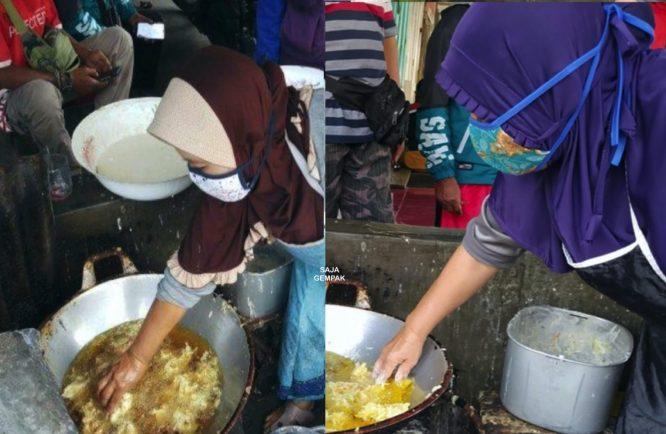 Tidak Perlukan Senduk, Peniaga Wanita Cuma Guna Tangan Celup Minyak Panas Ketika Menggoreng